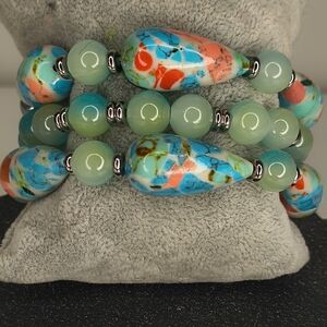 Colorful Beaded Bracelet with Teardrop Accents